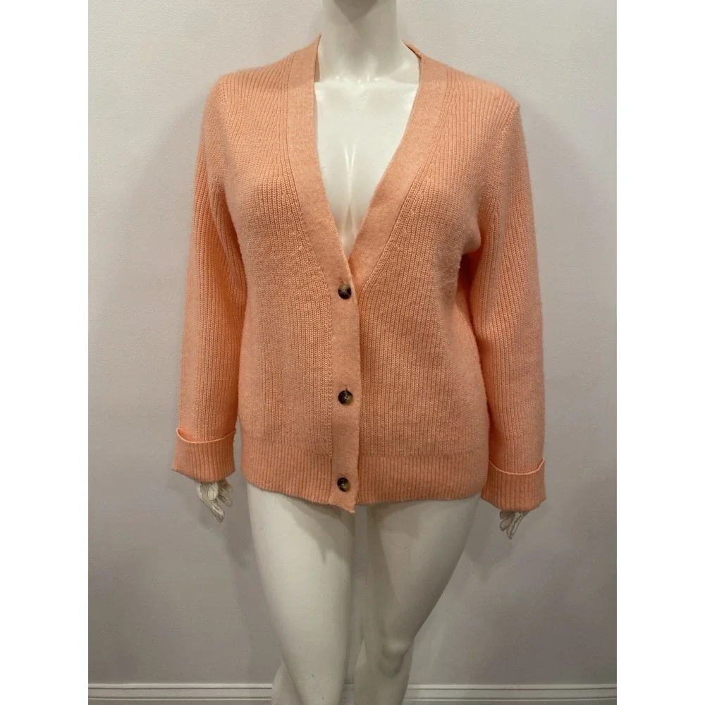 Talbots Plus Cardigan Button Front Sweater Peach Size 2X Librarian Sweater